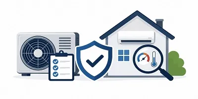 HVAC diagnostic inspection with residential heating and cooling equipment and inspection checklist.